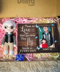 Personalized Crochet Doll with Photo Card "Those We Love Don't Go Away"